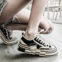 Giày thể thao nữ xvessel rách hot trend 2021 màu đen đẹp CACACHU G018, giày sneaker nữ tăng chiều cao hàng QC