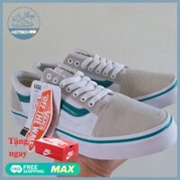 Giày thể thao old skool trắng sóng xanh da lộn cho  nam và nữ giày đi học Hotboy86
