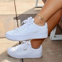 Giày thể thao sneaker 𝐏𝐔𝐌𝐀 trắng - thân giày da đế cao su đúc - cổ thấp đế cao 5cm - giay thể thao plus |