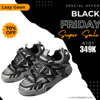 Giày Thể Thao Sneaker A101 đen dây thừng bản to phiên bản Hàn Quốc