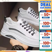 Giày Thể Thao Sneaker Nam Da Trắng, Đế Cao Su, Giày Chuẩn, Phom Dáng Chuẩn Size G195