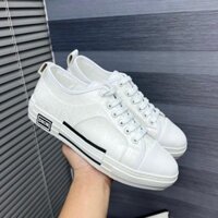 Giày thể thao sneaker nam nữ vải dệt hoạ tiết vân chữ monogram trắng mũi da đế cao su boy phố Full box