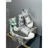 Giày thể thao sneaker nam nữ CD vải canvas dệt vân chữ thổ cẩm monogram xám đen đế cao su cao cấp