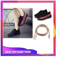 Giày thể thao Sneaker Nam Nữ Sport D39 (Đen) +Tặng cáp sạc nhanh đầu Samsung bọc dù rất chắc chắn và bền [bonus]