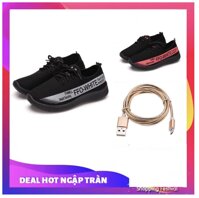 Giày thể thao Sneaker Nam Nữ Sport D39 (Đen) +Tặng cáp sạc nhanh đầu Samsung bọc dù rất chắc chắn và bền [bonus]