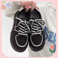 Giày thể thao sneaker nữ đế độn cổ thấp phối đen trắng mới lạ kiểu dáng basic G39 - trangtrangshoes