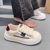 Giày Thể Thao Sneaker Nữ Mũi Sò Đế Dày Da Mềm Dây Bản To Phối Da Lộn Thời Trang Đi Học Đi Chơi - GS19