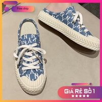 Giày thể thao Sục nữ MLB Ny xanh dương Hot trend, Giày sneaker Sục MLB ny Lười đạp gót dùng đi học,tập gym,chạy bộ