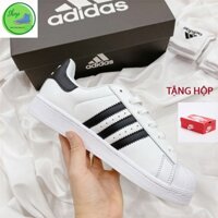 Giày Thể Thao Superstar Mũi Sò Tem Vàng Sọc Đen Trắng Cho Cả Nam Và Nữ Kiểu Dáng Classic Lên Chân Cực Đẹp D195