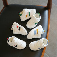 Giày thể thao trắng sọc đỏ đen siêu xinh xịn cho bé sz 16_23