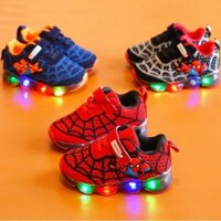 Giày thể thao trẻ em từ 1 - 10 tuổi, giày thể thao phát sáng người nhện cho bé trai bé gái