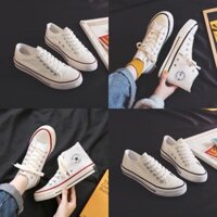 Giày thể thao ulzzang vải cổ cao và cổ thấp nam nữ trắng Mutuoni hàng quảng châu full box
