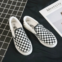 Giày thể thao van caro lười nam nữ QC giày bata slip on van caro kẻ đen trắng full box SAGI ĐẶNG