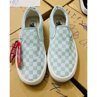 Giày Thể Thao Van Slip On Caro Xanh Ngọc