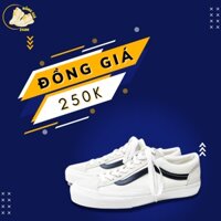 Giày thể thao Vans vault màu trắng vệt xanh navy Full Box - Giày Vans trắng xanh full size nam nữ full pk