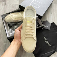 Giày thể thao YSL Saint Laurent màu kem cổ thấp phong cách basic hottrend 2024