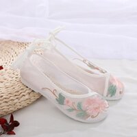 Giày thêu lưới Giày nữ rỗng Giày Hanfu phẳng