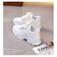 Giày thời trang nữ kiểu dáng thể thao đế đúc bằng nhựa chiều cao 5 cm, giày thể thao nữ đế cao màu trắng TN08