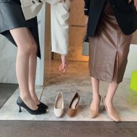 Giày thời trang nữ QC ❤️FREESHIP❤️ Giày công sở cao gót phong cách Hàn Quốc trơn mũi vuông, gót nhọn cao 7cm 388-6