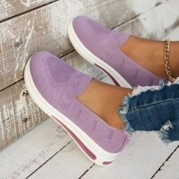 Giày thông thường dệt thoi bay dành cho nữ, Giày đi bộ nhẹ có đế mềm co giãn