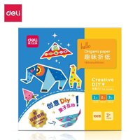 Giấy thủ công 100 tờ học sinh Deli - 14x14cm - craft paper - gấp origami, hạc, hoa, động vật - 7481774818 - 100 tờ