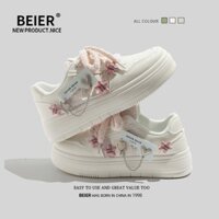 Giày Trắng Beier 2024 Phong Cách Mới Mùa Hè Giày Nữ Thoáng Khí Giày Nữ Thiết Kế Phù Hợp Với Giày Thể Thao Đế Dày