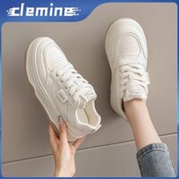 Giày trắng đế bệt nữ, giày thể thao thông thường đa năng, giày thể thao buộc dây ngón chân tròn