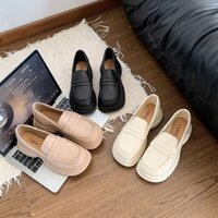 Giày trắng đế dày mẫu mới mùa xuân cho Nữ Giày loafer Phong Cách Anh cổ điển kiểu Pháp giày đơn xỏ chân
