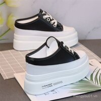 Giày trắng không gót, giày lười đi ra ngoài dễ phối, Dép sục đế xốp đế dày gót siêu cao cho nữ mùa hè, Giày nữ CIWO