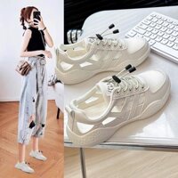 Giày Trắng Nhỏ Nữ 2024 Mũi Sandal Lưới Lỗ Thoáng Khí Thể Thao Rỗng Giày Trắng Nữ 2024 Mũi Che Phủ Lưới Lỗ Thoáng Khí Thể Thao Rỗng