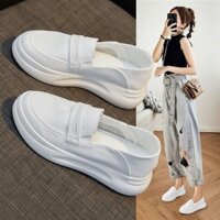Giày trắng nữ 2025 mới mùa thu, giày y tá nhẹ, đế dày, giày đơn cho nữ