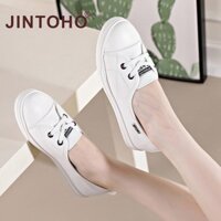 Giày trắng thời trang nữ Giày da trắng thoải mái Giày bệt nữ