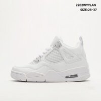 Giày trẻ em bán chạy Air Jordan 4 mùa Giày bóng rổ trẻ em nam nữ giày trắng