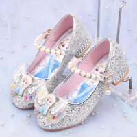 Giày Trẻ Em Mới Da Pha Lê Frozen Elsa Giày Công Chúa Trẻ Em Bé Gái Giày Cao Gót