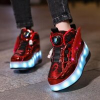 Giày Trượt Patin Hai Bánh Có Đèn led Có Thể Sạc Lại Kích Thước 30-40 809 Dành Cho Mẹ Và Bé