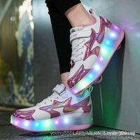 Giày Trượt Patin Hai Bánh Xe Có Đèn led Dạ Quang Dành Cho Trẻ Em size 28-40