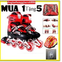 Giày trượt patin trẻ em bánh xe phát sáng full bảo hộ chân tay và mũ tặng túi đựng và móc dính tường hàng chất lượng
