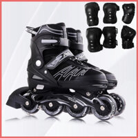 Giày trượt patin trẻ em, người lớn papaison size lớn, bánh cao su, patin đèn led sáng đèn, điều chỉnh tăng giảm size