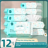 Giấy ướt cho trẻ sơ sinh Trẻ sơ sinh Trẻ sơ sinh Mông tay dành riêng cho gia đình Giá cả phải chăng 60 Túi lớn Khăn ướt cho trẻ sơ sinh