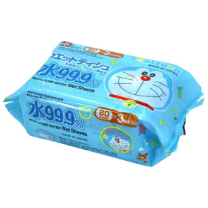 Giấy ướt LEC nước tinh khiết 99,9% Doraemon SS277 80 tờ x 3 gói