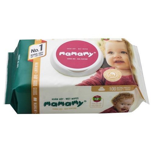 Giấy ướt Mamamy 100 tờ - có nắp không mùi