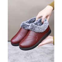 Giày vải Bắc Kinh cũ mẫu mới, giày bông, Bốt ngắn giữ ấm mùa đông cho người trung niên và cao tuổi lót nhung cho nữ, giày cao tuổi thường ngày mặt da, đế dày