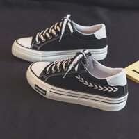 Giày vải bạt tăchiều cao đế dày mùa xuân kasut perempuan Giày đế thấp Tai lúa mì cổ điển nữ Giày vải phong cách học đườGiày thể thao HD-102009 IJHJ