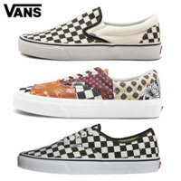 Giày vải canvas cổ thấp Vans màu đen và trắng hình kẻ caro cho cặp đôi, giày đạp mới cho nam nữ