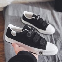 Giày Vải Canvas Nam Nữ Khóa Dán Cao Cấp Phong Cách Giày Nam Thời Trang Màu Trắng Đen Giày Cặp Đôi Giày Thể Thao Học Sinh