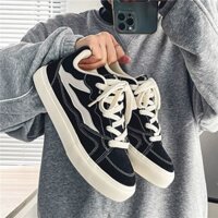 Giày vải Canvas nam thoáng khí thông thường dành cho sinh viên Giày thể thao phẳng màu đen