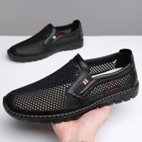 Giày Vải Cũ Nam Mùa Hè Giày Lưới Lưới Phong Cách Mới Thời Trang Giày Oxford Đế Mềm Thoáng Khí Chống Trơn Trượt Bố Trung Niên Giày Dép Rỗng
