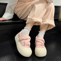 Giày vải DAXINGZHE Giày Nữ Giày bánh mì màu hồng Velcro đế dày