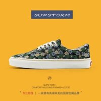 Giày vải kiểu mới thoáng khí cổ thấp Giày thể thao màu xanh lá cây mùa hè nam nữ thường ngày