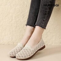 Giày vải lưới HULEQI, Giày thể thao ren thông gió thoáng khí, Dép nữ thoải mái